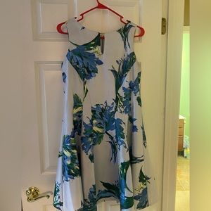 Blue, green, and yellow floral dress